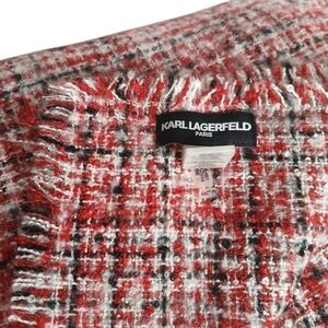 Karl Lagerfeld Paris' Scarf Blanket Woven Textured Tweed with Fringe in …